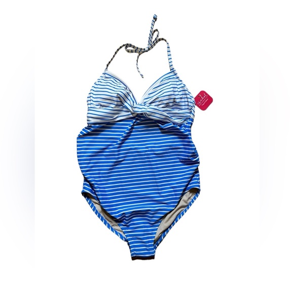 Isabel Maternity by Ingrid & Isabel Other - Wrap Front Halter One Piece Maternity Swimsuit - Isabel Maternity Blue Stripe L